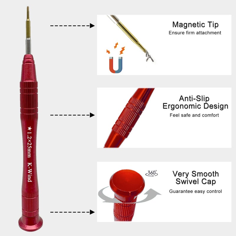Kannony Wind Precision Pentalobe Screwdriver P5 1.2mm Compatible with MacBook Xiaomi Laptop, Star Head Screwdriver, S2 High Alloy Steel Head, Magnetic Tip, 360Â° Rotary Cap, Anti Slip Grip - Image 3